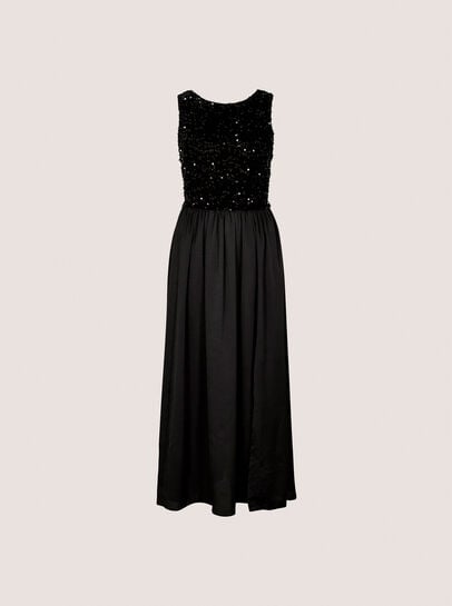 Velvet Sequin Bodice Midi Dress