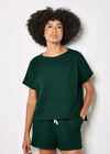Waffle Knit Oversized T-Shirt, Green, large