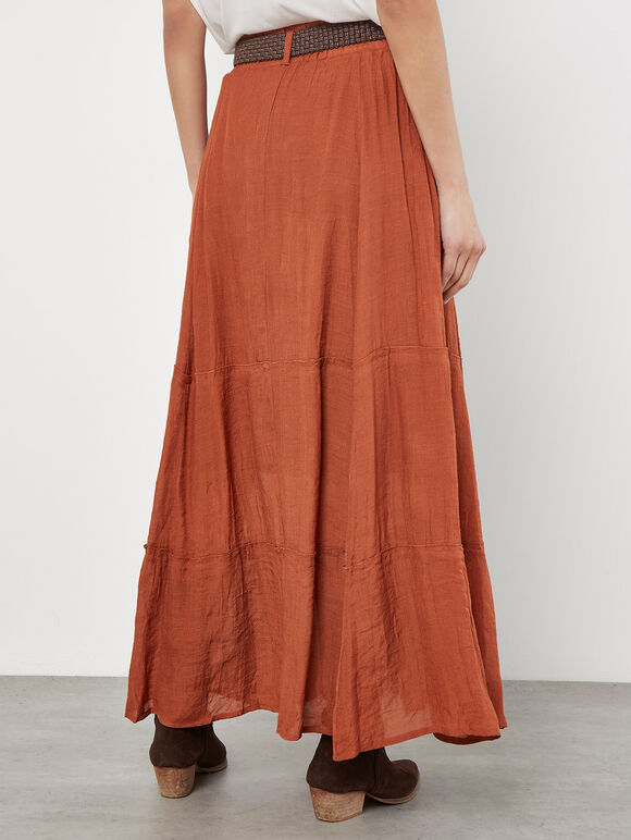 Slub Shimmer Maxi Skirt, Rust, large