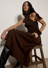 Brushed Twill A-Line Midi Skirt, Brown, large