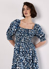 Floral Milkmaid Midaxi Dress, Navy, large
