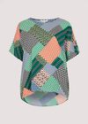 Geometric Patchwork Textured T-Shirt, Orange, large