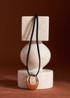 Adjustable Silver Tone Pendant Cord Necklace, Black, large