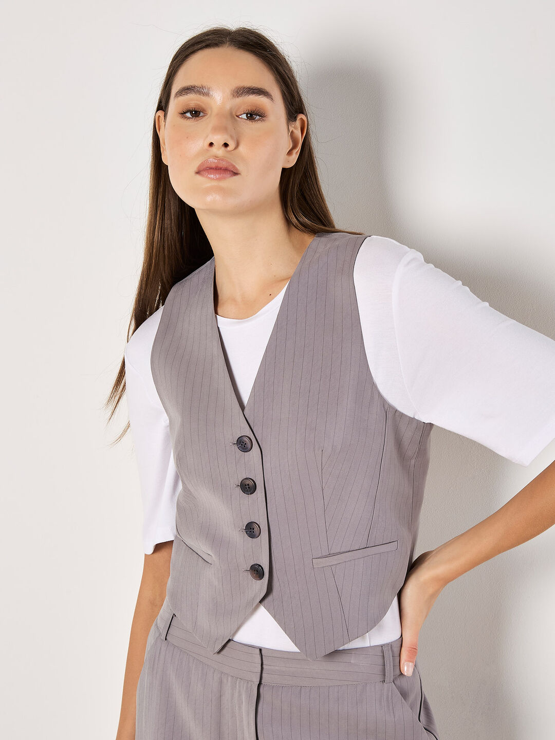 Image of Tailored Pinstripe Waistcoat