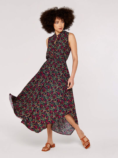 Floral Hanky Hem Midi Dress