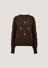 Pointelle Knit Floral Embroidered Jumper, Brown, large