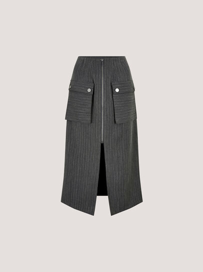 Pinstripe Cargo Midi Skirt