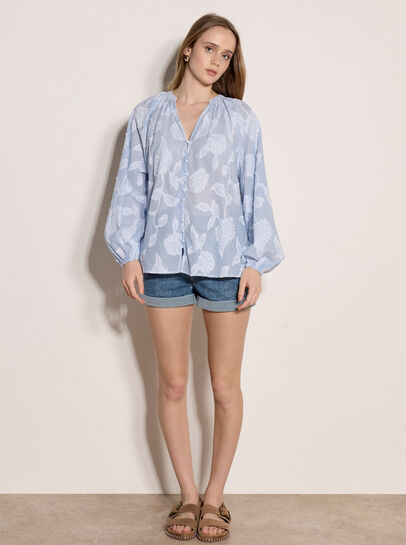 Embroidered Floral Stripe Blouse