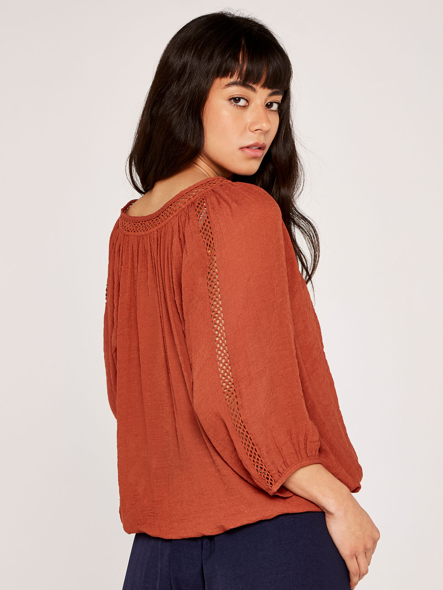 Apricot crochet top clearance