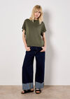 Ruffle Sleeve T-Shirt, Khaki, large