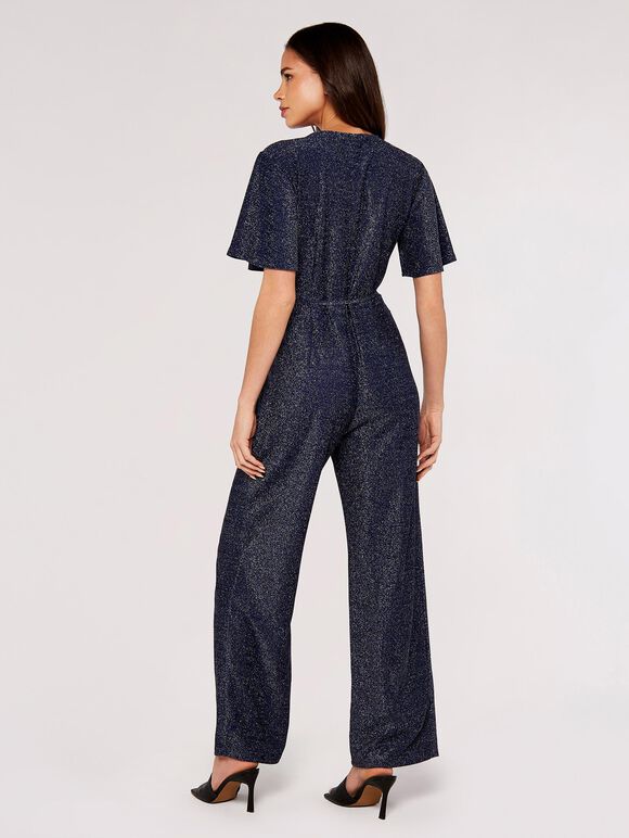 Sparkle Angel Sleeve Jumpsuit Apricot Clothing