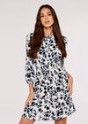 Brushstroke Smock Mini Dress, Blue, large