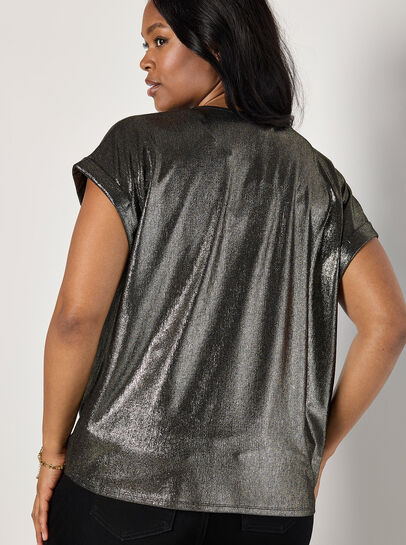 Curve Metallic Foil Twist Hem Top