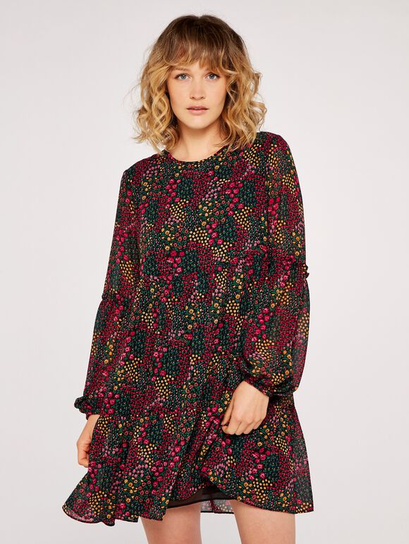 Ditsy Mix Dress, Red, large