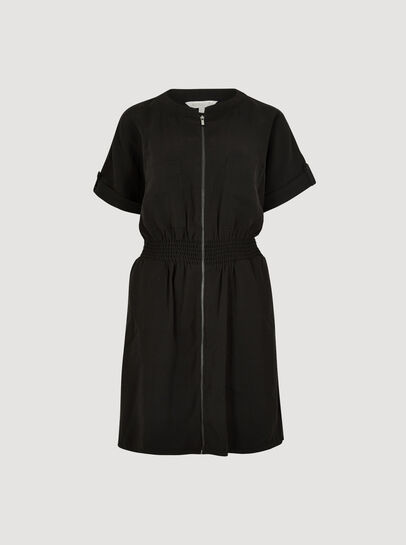 Zip-Down Utility Mini Dress
