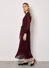 Spot Print Chiffon Midaxi Dress, Burgundy, large