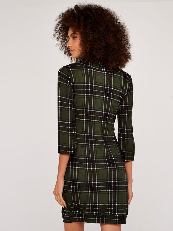 Punk Check Button Dress, Green, large