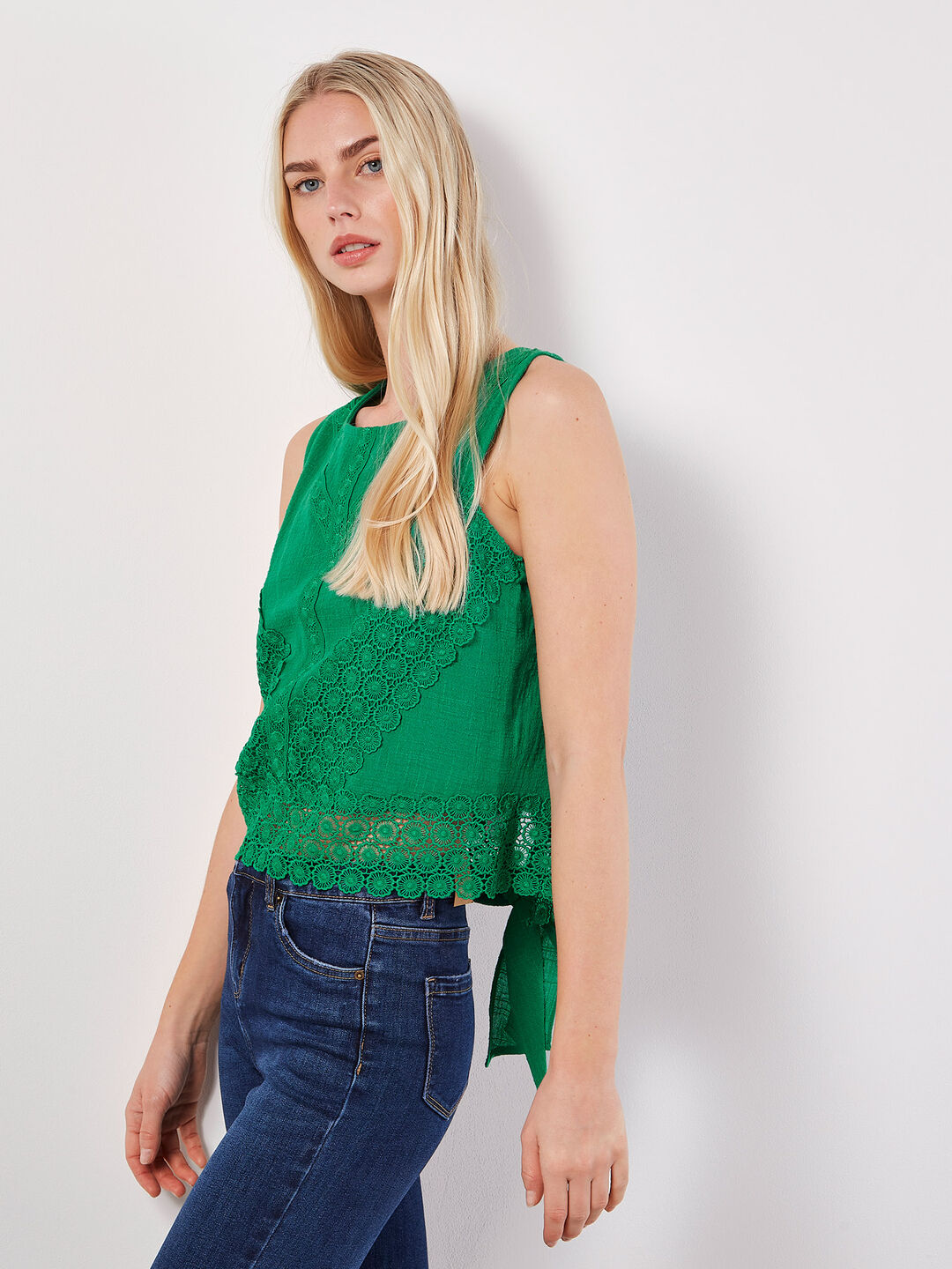 Image of Cotton Lace Bow Top