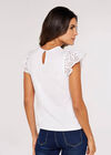 Cutwork Jersey Blouse, White, large
