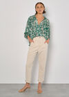 Blurred Floral Chiffon Blouse, Green, large