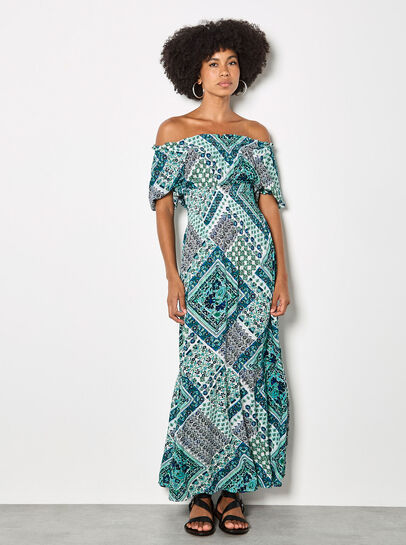 Boho Folk Print Maxi Dress