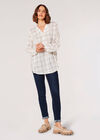 Check Print Oversized Shirt, White, large