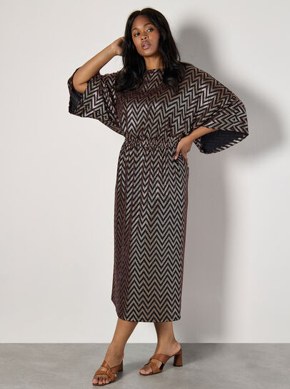 Curve Chevron Mirror Sequin Midi Dress