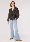Ditsy Floral Chiffon Blouse, Black, large