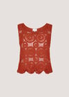 Crochet Circles Crop Top, Orange, large