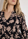 Crinkle Floral Mini Dress, Black, large