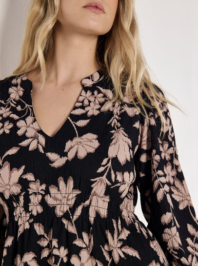 Crinkle Floral Mini Dress