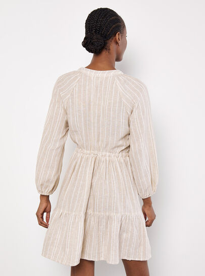 Linen Blend Stripe Shimmer Mini Dress
