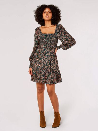 Paisley Milkmaid Mini Dress