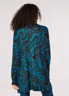 Oversized Batwing Swirl Knit Top, Teal, large