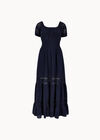 Floral Lace Milkmaid Maxi Dress, Navy, large