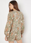 Ikat Print Oversized Blouse, Khaki, large