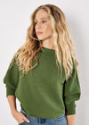 Rib Knit Batwing Jumper, Green, large