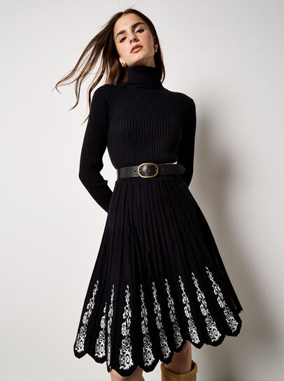 Filigree Pattern Knitted Midi Dress