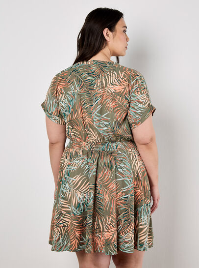 Leaf Smock Waist Mini Dress