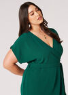 Curve Textured Wrap Midi Dress, Green, large