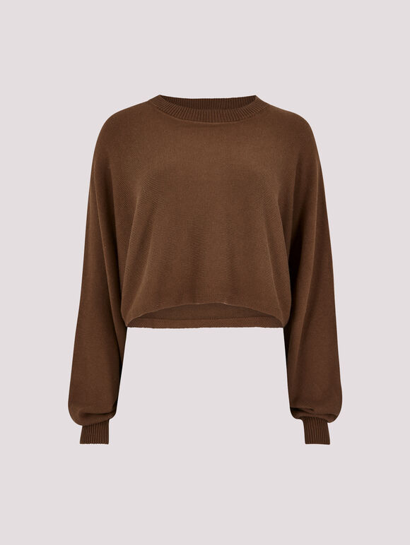 Cropped Batwing Jumper, Rust, large