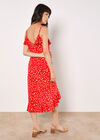 Leopard Print Ruffle Midi Dress, Red, large