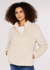 Fleece Cardigan, Stone, large