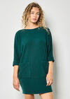 Ribbed Knit Cocoon Mini Dress, Green, large
