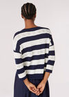 Jacquard Heart Lightweight Stripe Jumper, Navy, large