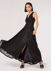 Shimmer Wrap Maxi Dress, Black, large