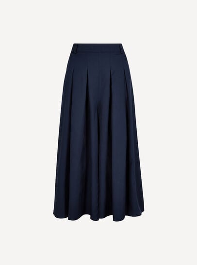 Pleated Wide-Leg Culotte Trousers