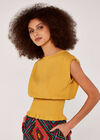 Shirred Waist Crop Top, Mustard, large