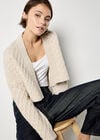Plait Knit Shrug Cardigan, Stone, large