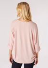Soft Touch Drawstring Batwing Top, Pink, large